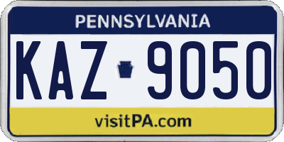 PA license plate KAZ9050