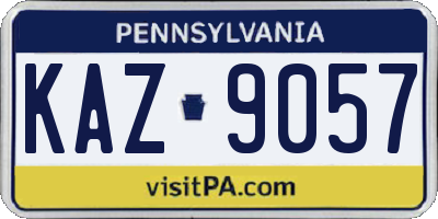PA license plate KAZ9057