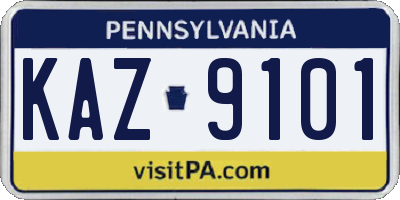 PA license plate KAZ9101