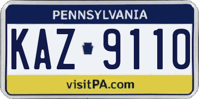 PA license plate KAZ9110