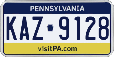 PA license plate KAZ9128