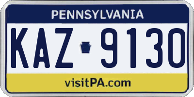 PA license plate KAZ9130