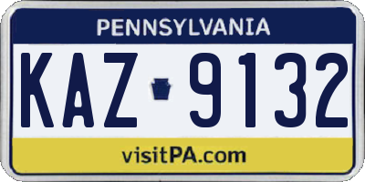 PA license plate KAZ9132