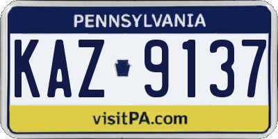 PA license plate KAZ9137