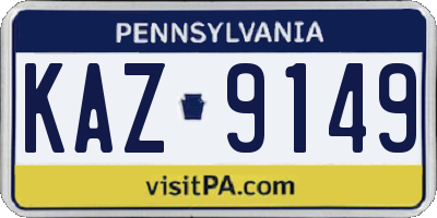 PA license plate KAZ9149