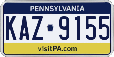 PA license plate KAZ9155