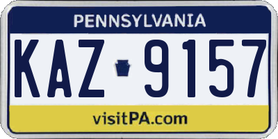 PA license plate KAZ9157