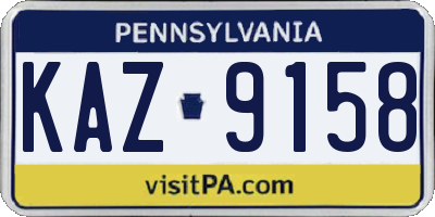 PA license plate KAZ9158