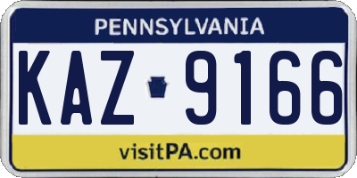 PA license plate KAZ9166