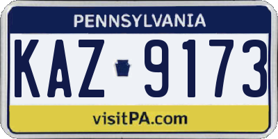 PA license plate KAZ9173