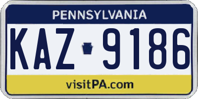 PA license plate KAZ9186