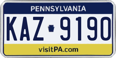 PA license plate KAZ9190
