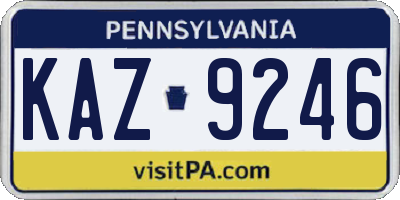 PA license plate KAZ9246