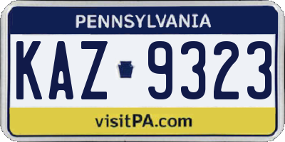 PA license plate KAZ9323