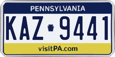 PA license plate KAZ9441