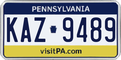 PA license plate KAZ9489