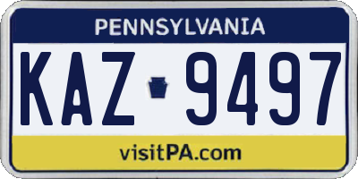 PA license plate KAZ9497