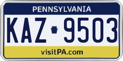 PA license plate KAZ9503