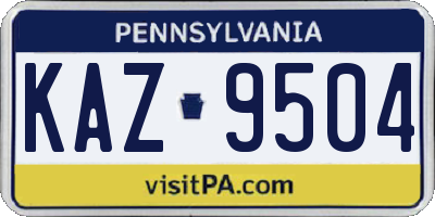PA license plate KAZ9504