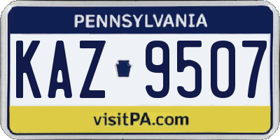 PA license plate KAZ9507