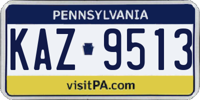 PA license plate KAZ9513