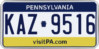 PA license plate KAZ9516