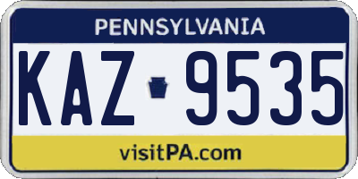 PA license plate KAZ9535