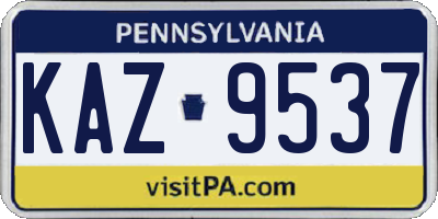 PA license plate KAZ9537