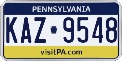 PA license plate KAZ9548