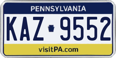 PA license plate KAZ9552
