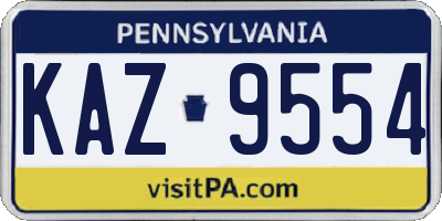 PA license plate KAZ9554