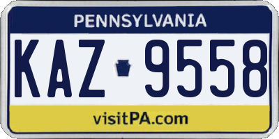 PA license plate KAZ9558