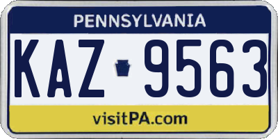 PA license plate KAZ9563