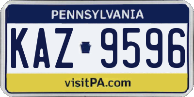 PA license plate KAZ9596