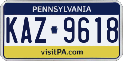 PA license plate KAZ9618
