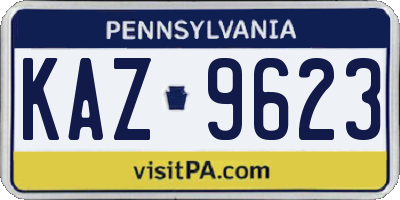 PA license plate KAZ9623