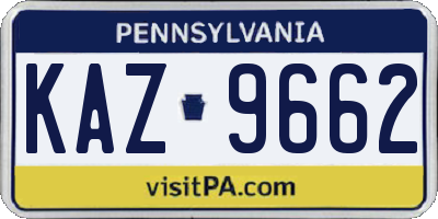 PA license plate KAZ9662