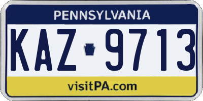 PA license plate KAZ9713