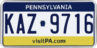 PA license plate KAZ9716