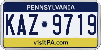 PA license plate KAZ9719