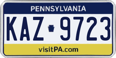 PA license plate KAZ9723