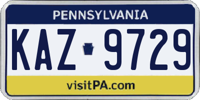 PA license plate KAZ9729