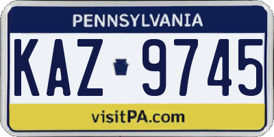 PA license plate KAZ9745