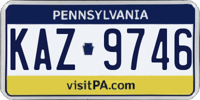 PA license plate KAZ9746