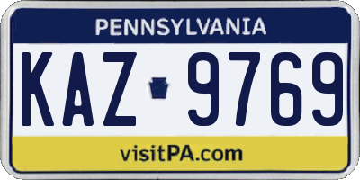 PA license plate KAZ9769