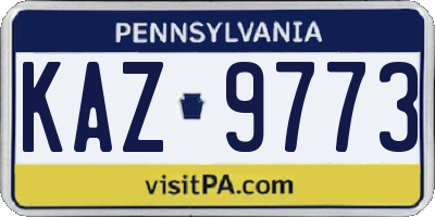 PA license plate KAZ9773