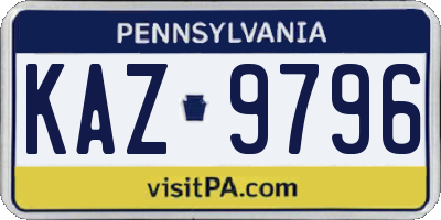 PA license plate KAZ9796