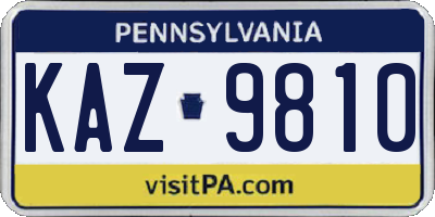 PA license plate KAZ9810
