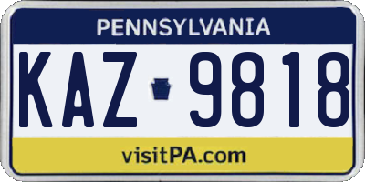 PA license plate KAZ9818
