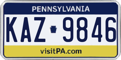 PA license plate KAZ9846